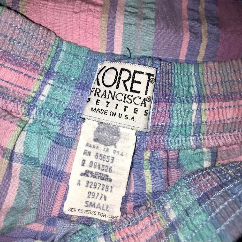 Vtg 80s/90s Pastel Goth/Kawaii Fun Plaid Picnic Matching Shorts Set - Picture 7 of 12